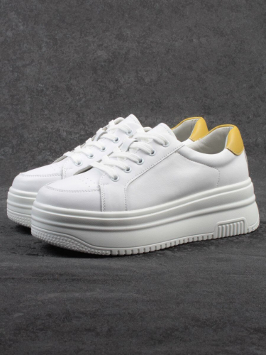 03-YC457-2 WHITE Кроссовки женские (натуральная кожа)