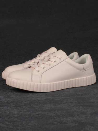 05-PDA175-3 BEIGE/PINK Кроссовки женские (натуральная кожа)