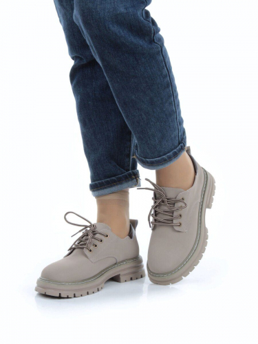 03-P8204-3 GRAY/BEIGE Полуботинки женские (натуральная кожа, нубук)