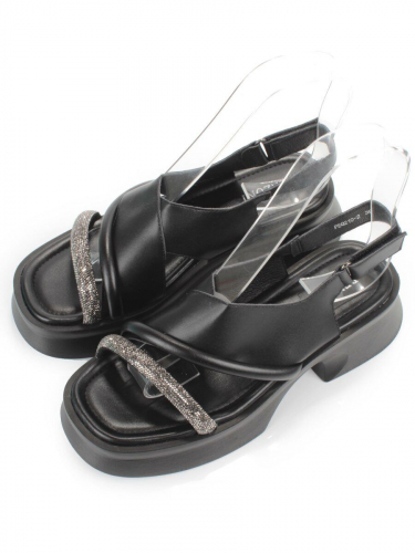 08-PEQ210-2 BLACK Босоножки женские (натуральная кожа)