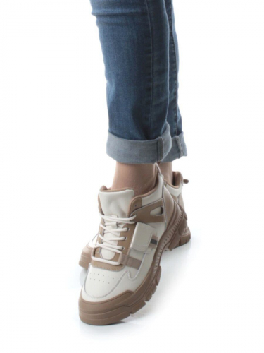 05-P51-2Z BEIGE Кроссовки женские зимние (натуральная и искусственная кожа, шерсть)