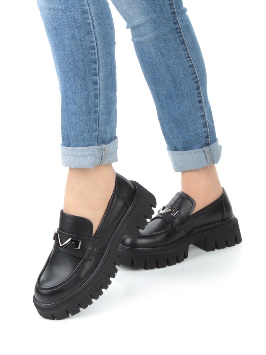 01-C1808-1 BLACK Ботинки демисезонные женские (натуральная кожа)