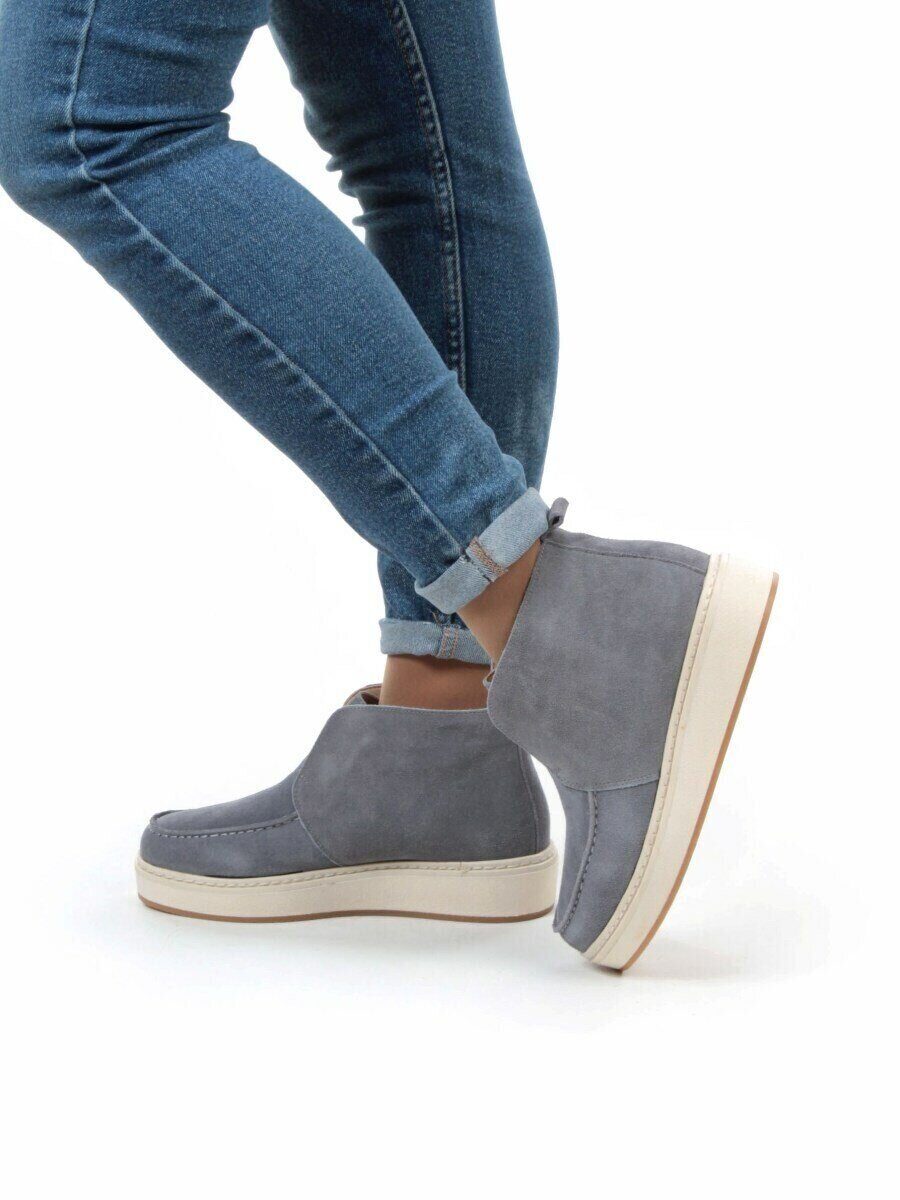 01-5173-6 GRAY/BLUE Ботинки демисезонные (натуральная замша, байка)