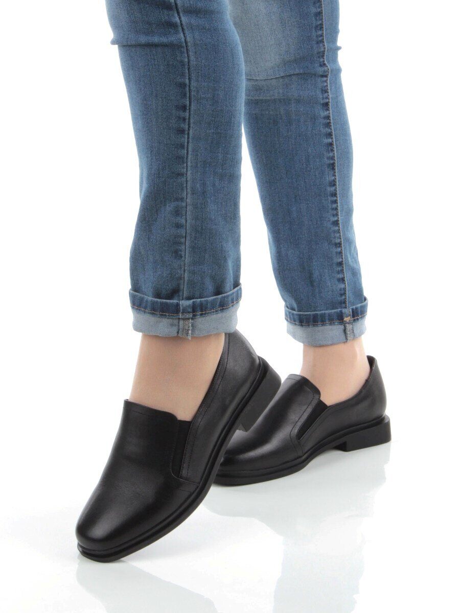 03-DCO100-1P BLACK Лоферы женские (натуральная кожа)