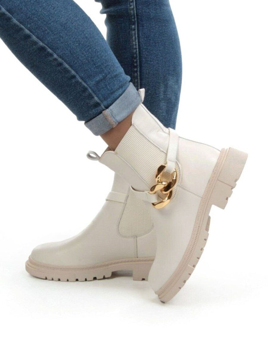 5267-2 WHITE Ботинки демисезонные женские (натуральная кожа, байка)