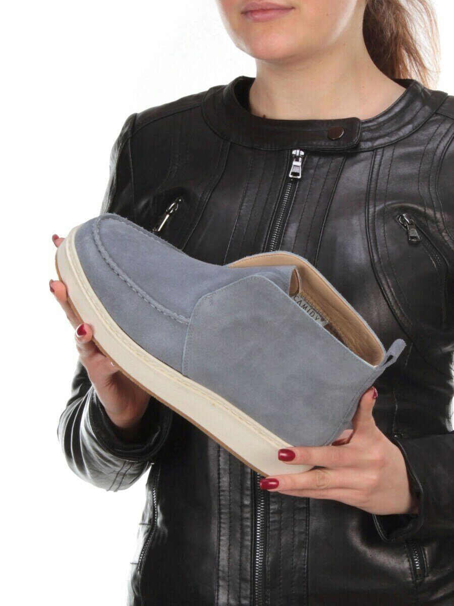 01-5173-6 GRAY/BLUE Ботинки демисезонные (натуральная замша, байка)