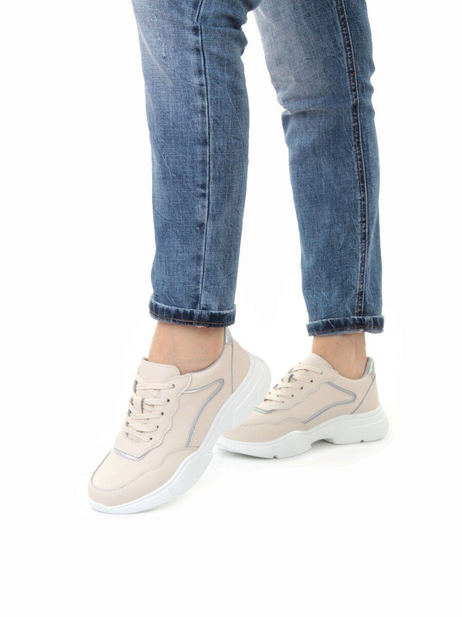 03-YJ435-2 BEIGE Кроссовки женские (натуральная кожа)