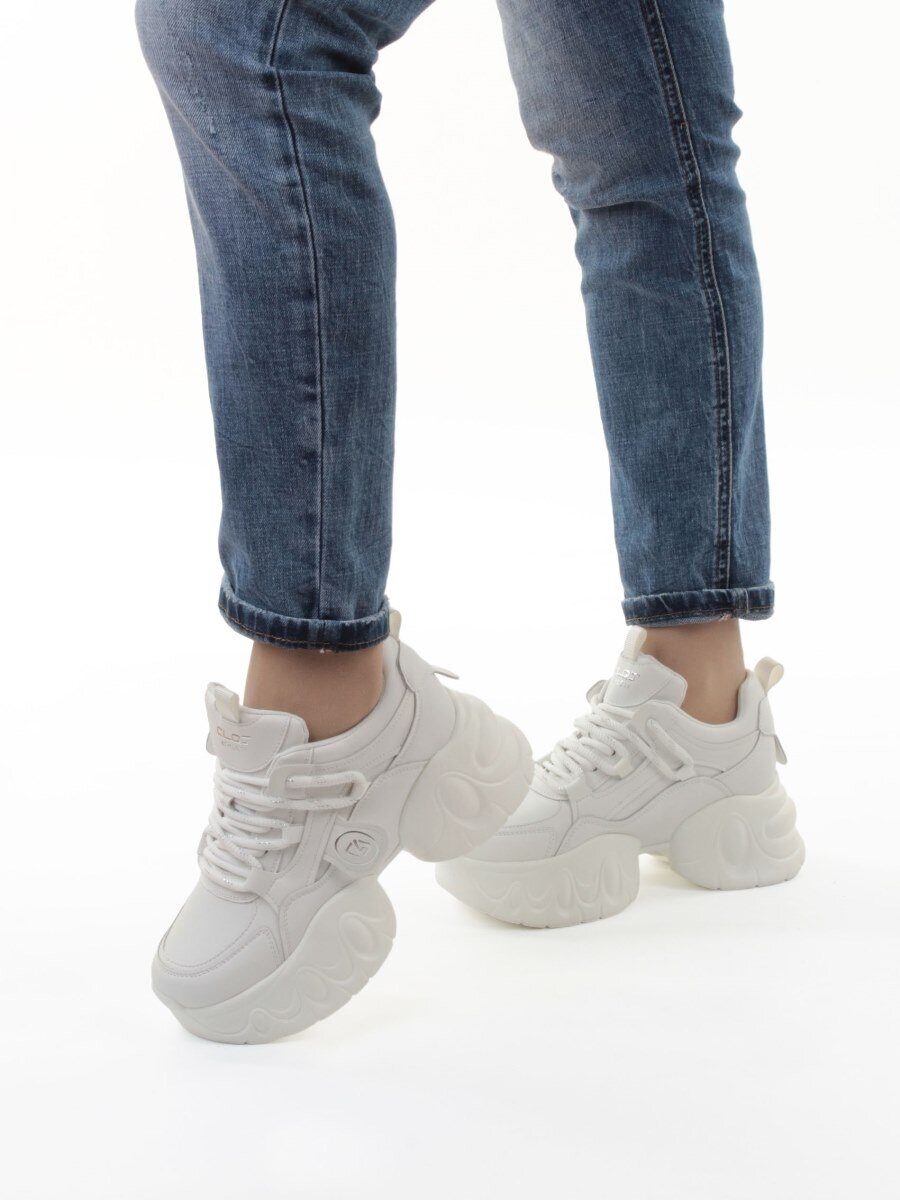 03-9D-1 WHITE Кроссовки женские (натуральная кожа, искусственная кожа)