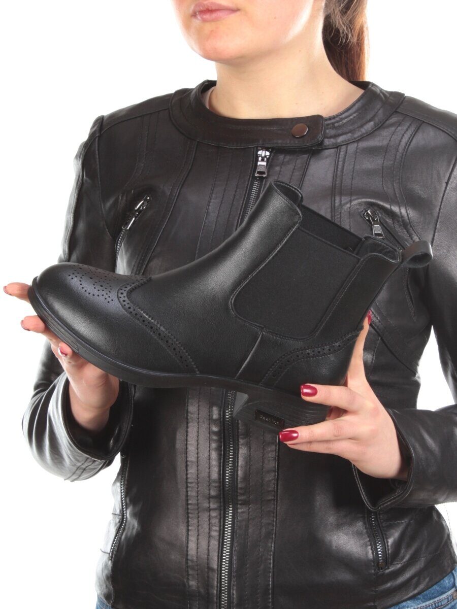 01-5572-1 BLACK Ботинки демисезонные женские (натуральная кожа, байка)