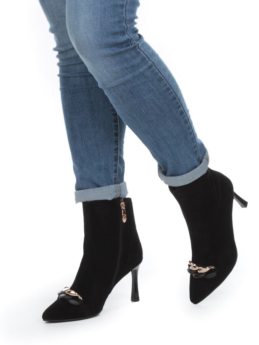 01-PCM343-2 BLACK Ботинки демисезонные женские (натуральная замша, байка)