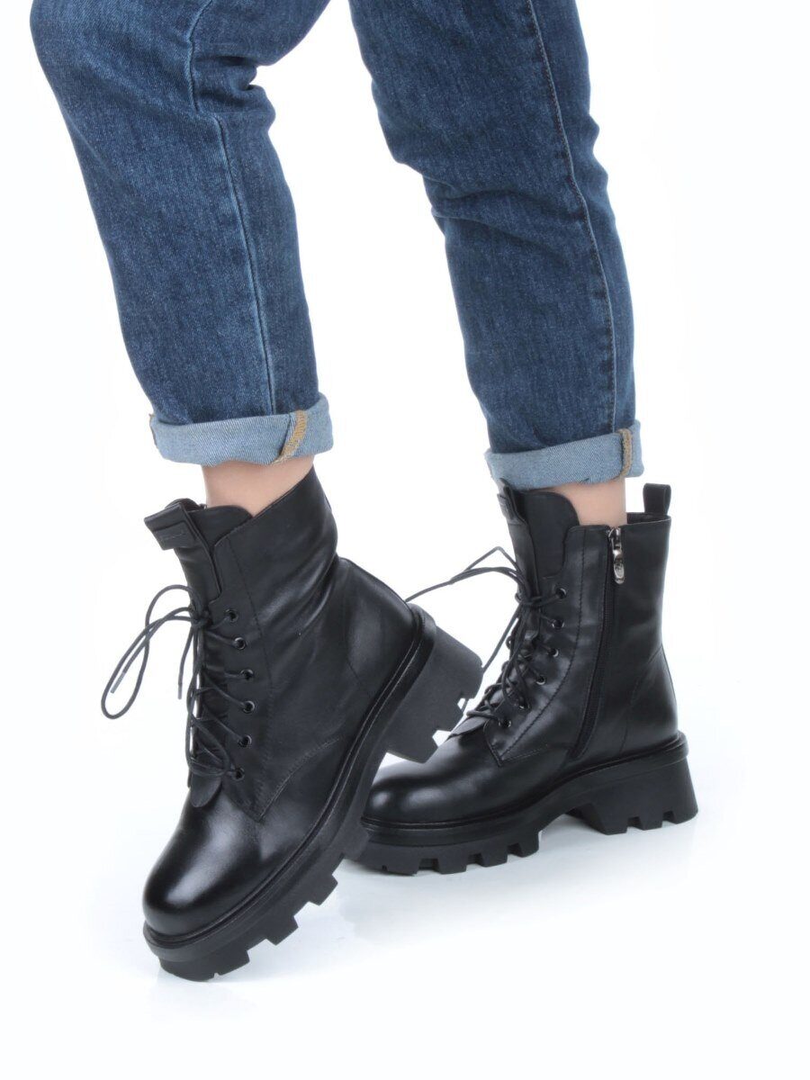 04-M3-2170 BLACK Ботинки зимние женские (натуральная кожа, натуральный мех)