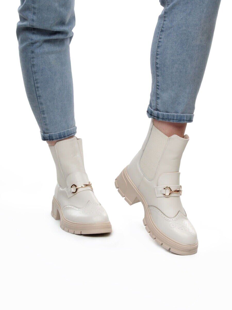 01-5253-2 WHITE Ботинки демисезонные женские (искусственная кожа, байка)