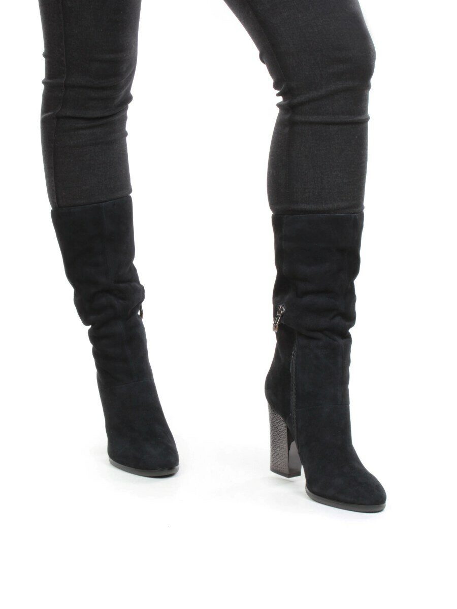 YF189-013M BLUE Полусапоги зимние женские (натуральная замша, натуральный мех (еврозима))