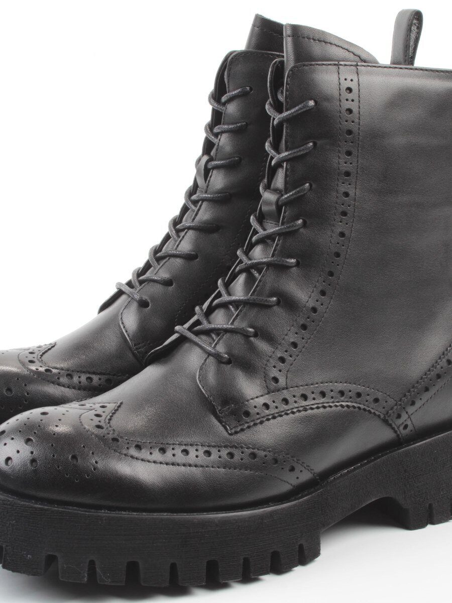 01-B2103B-9A BLACK Ботинки демисезонные женские (натуральная кожа, байка)