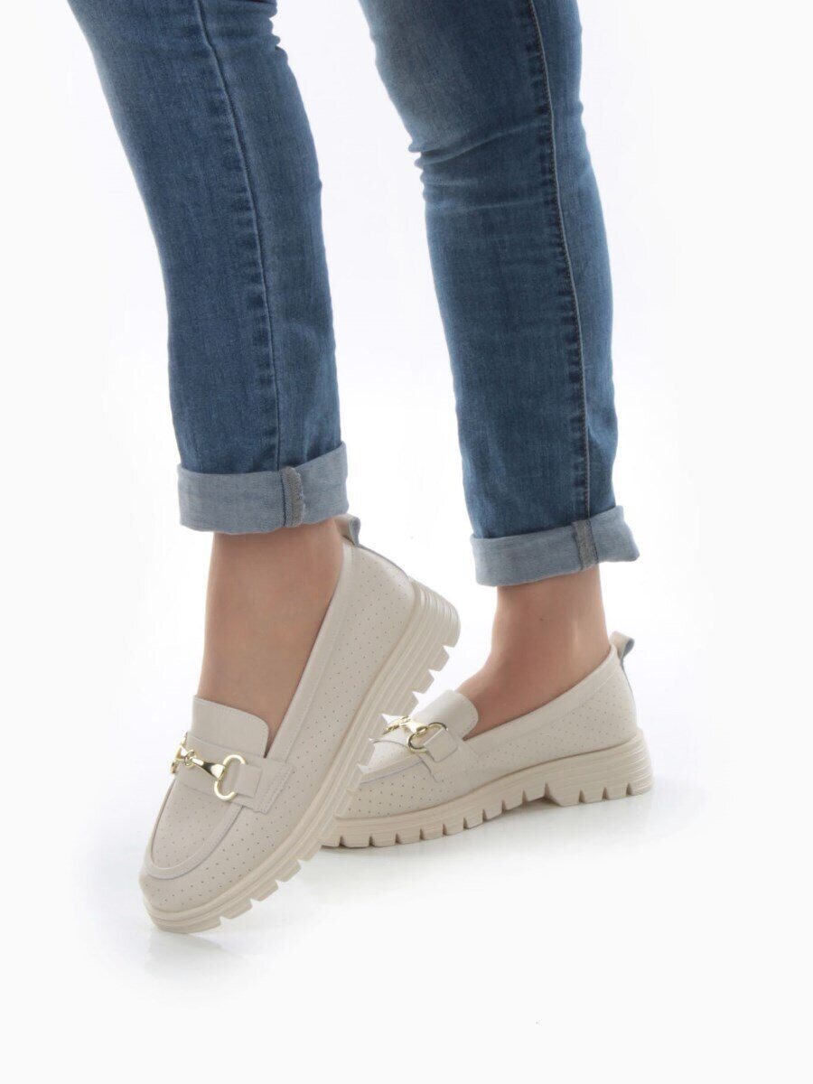 03-PDD164-2 BEIGE Полуботинки женские (натуральная кожа)