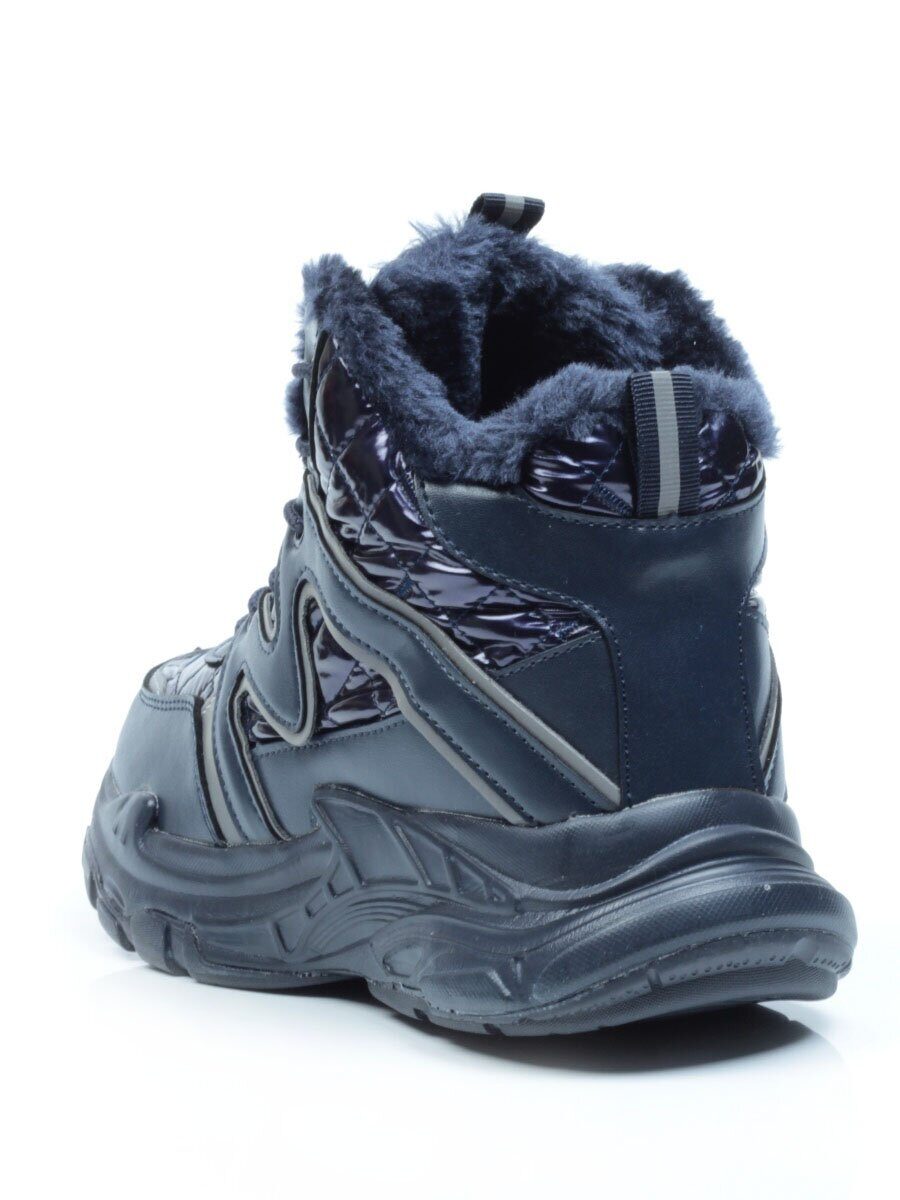 8526-2 DARK BLUE Ботинки зимние женские (искусственные материалы)