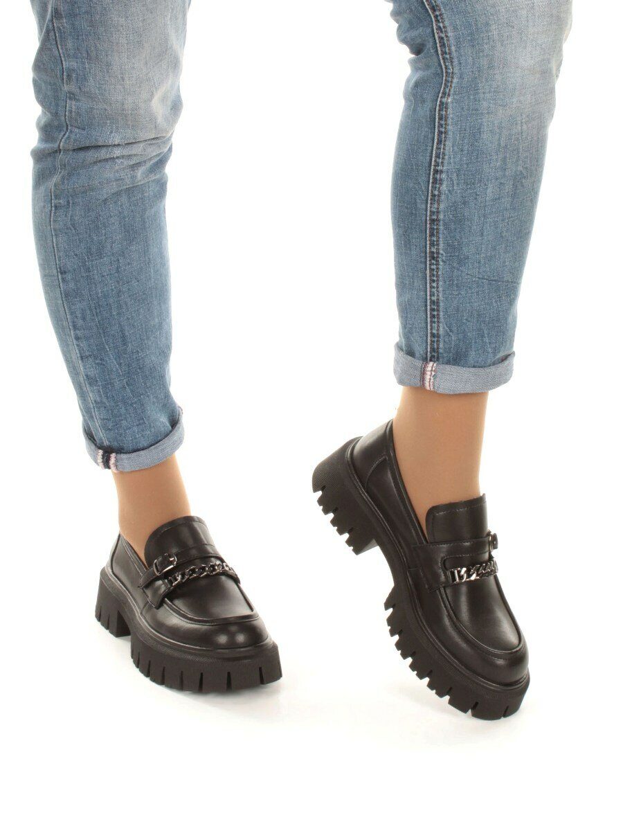 03-C1812-1 BLACK Лоферы женские (натуральная кожа)