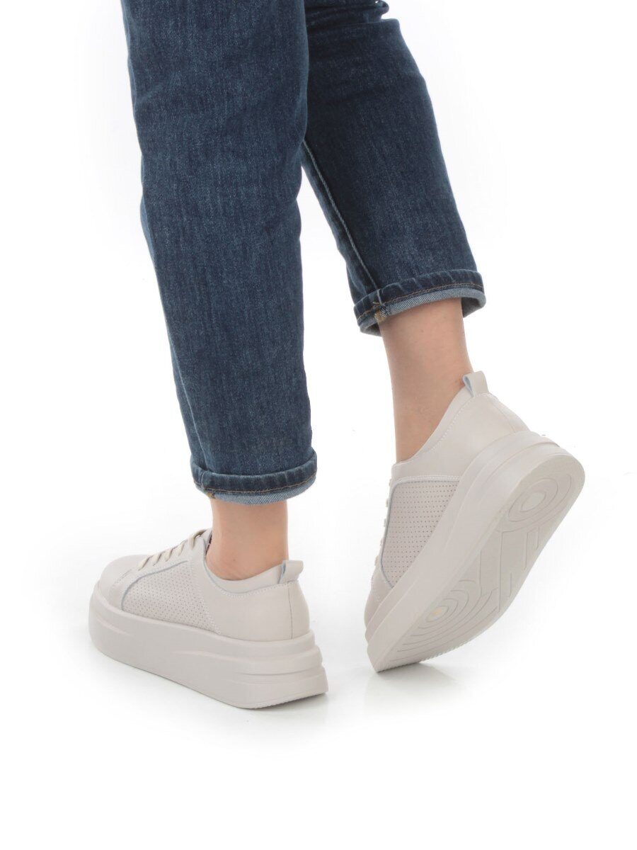 05-PDE36-2 BEIGE Кроссовки женские (натуральная кожа)