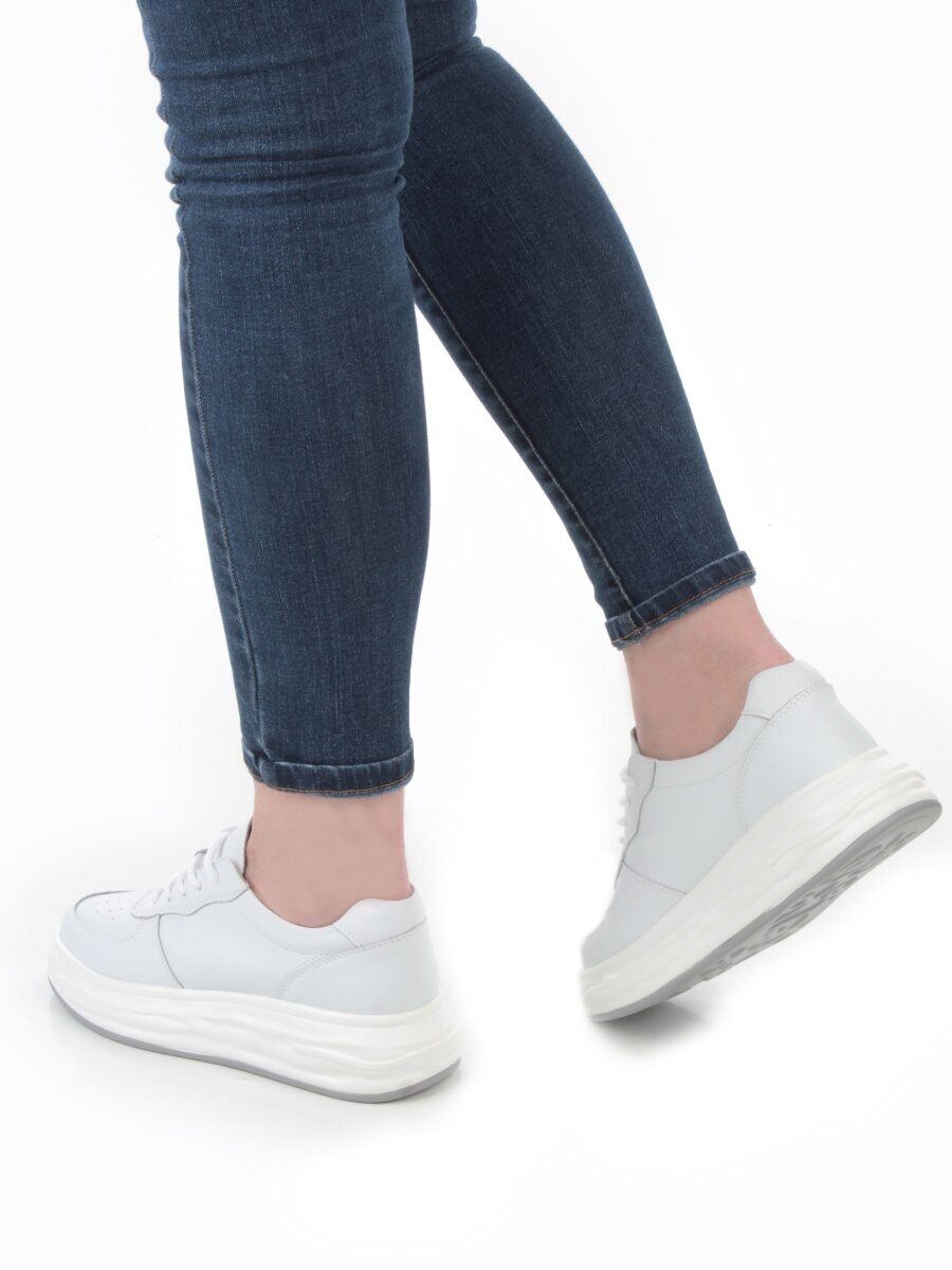 05-PDD181-1 WHITE Кроссовки женские (натуральная кожа)