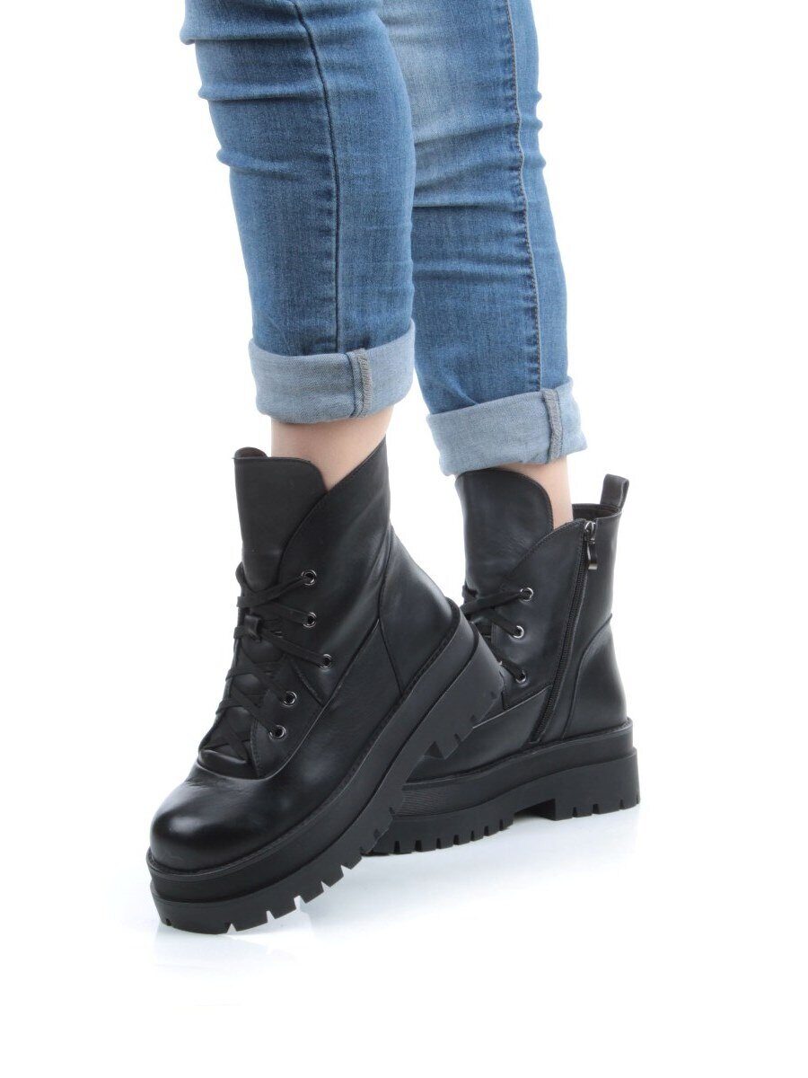 04-JPM5700A BLACK Ботинки зимние женские (натуральная кожа, натуральный мех)