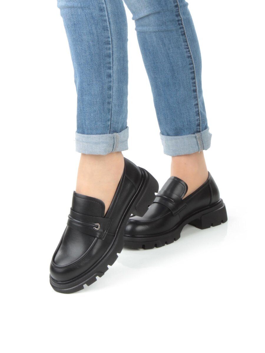 01-C1819-1 BLACK Ботинки демисезонные женские (натуральная кожа)