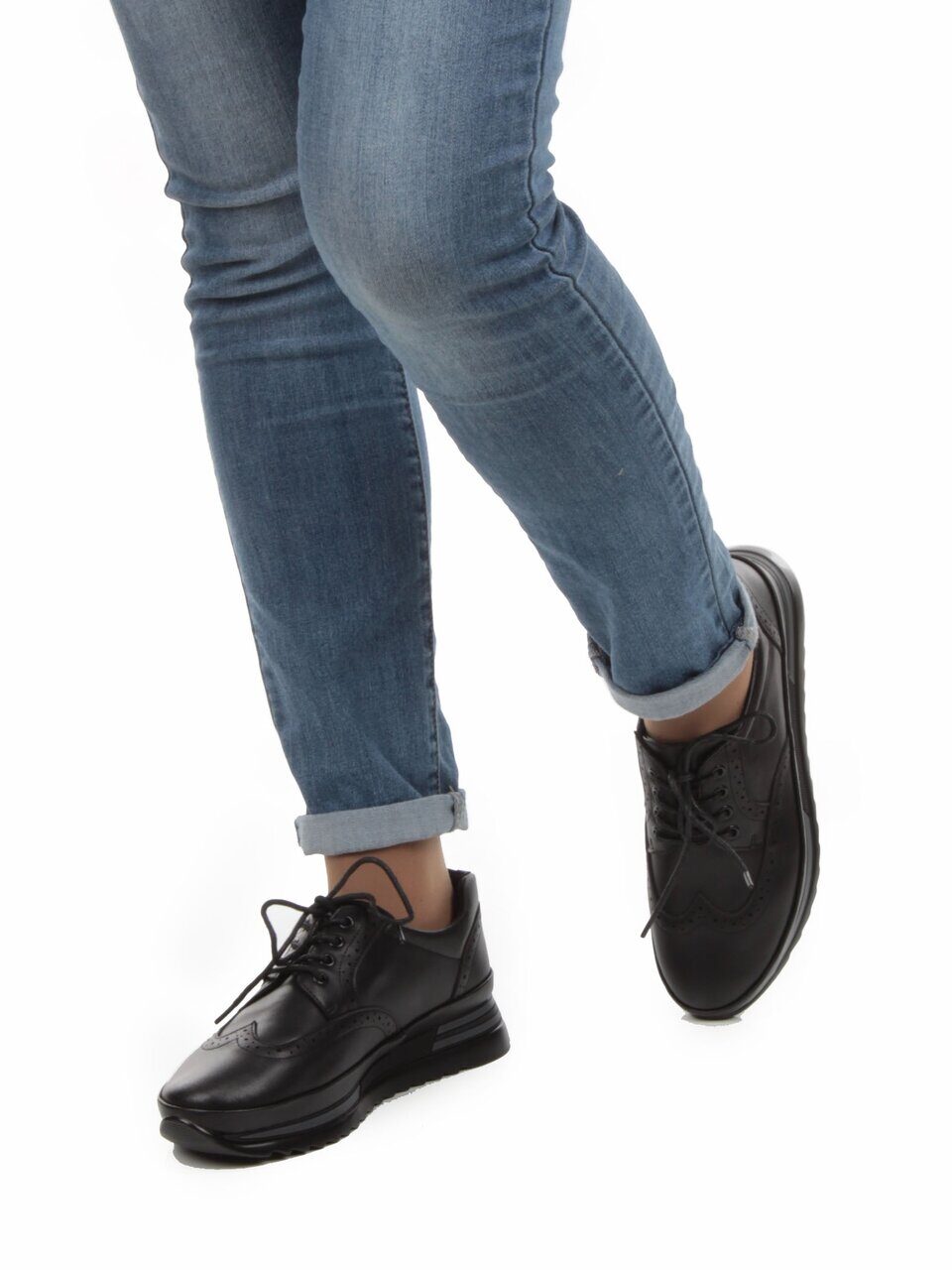 03-5017 BLACK Полуботинки женские (натуральная кожа)