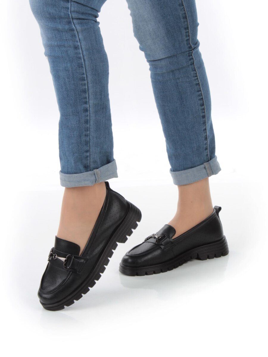 03-PDD164-5 BLACK Полуботинки женские (натуральная кожа)