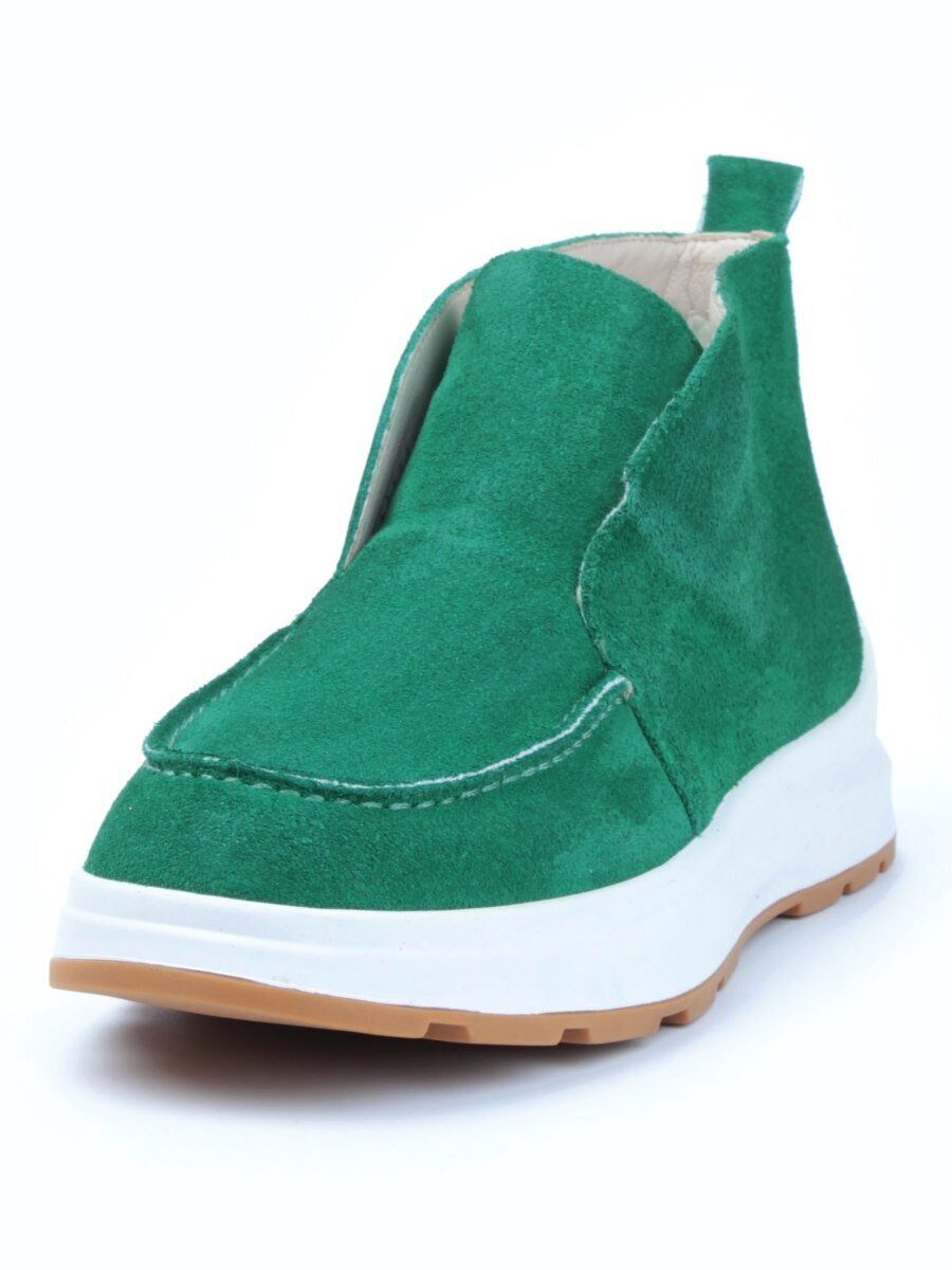 01-5280-9 GREEN Ботинки демисезонные женские (натуральная замша, байка)