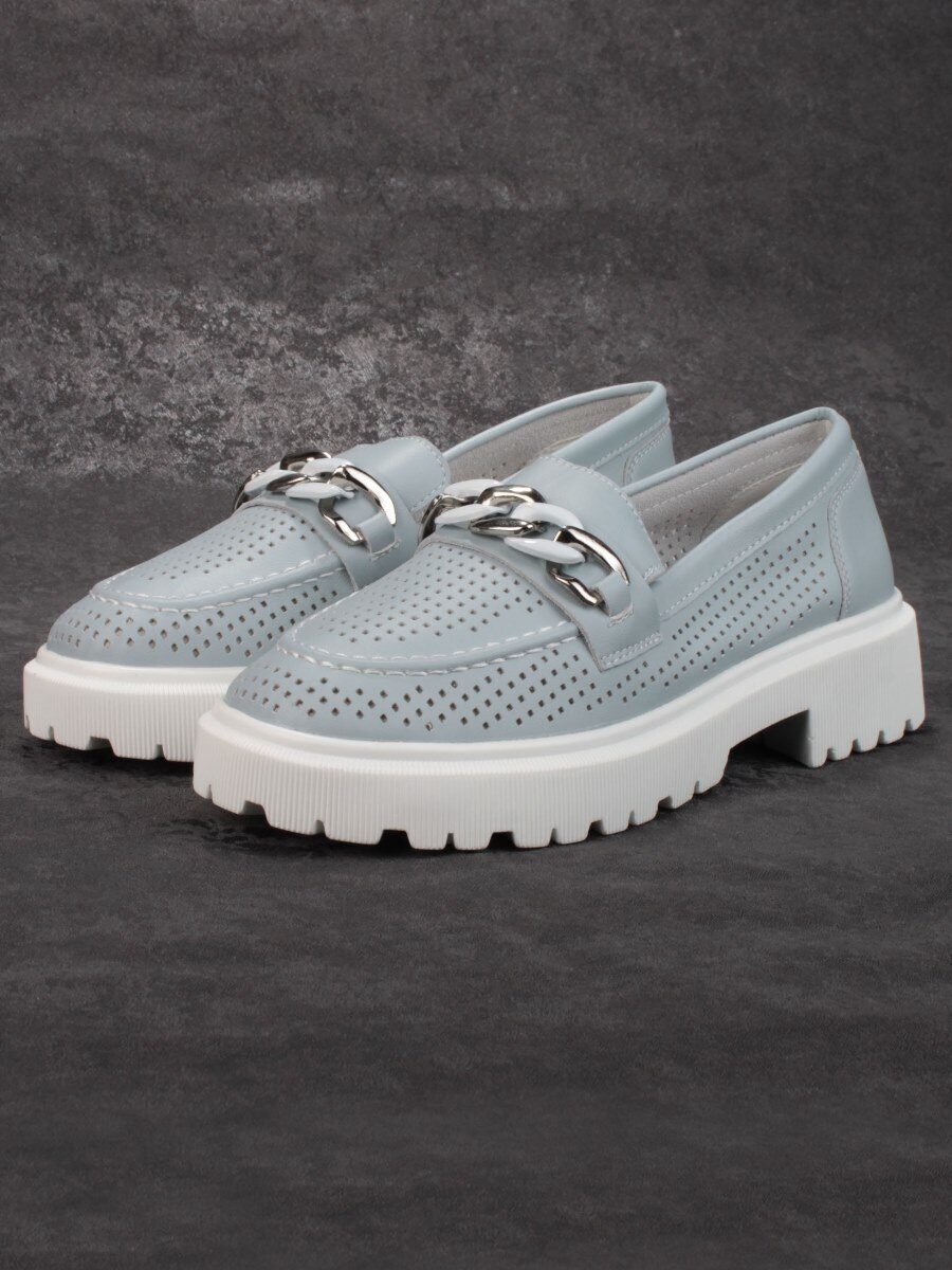 03-PDD153-2 GRAY/BLUE Полуботинки женские (натуральная кожа)