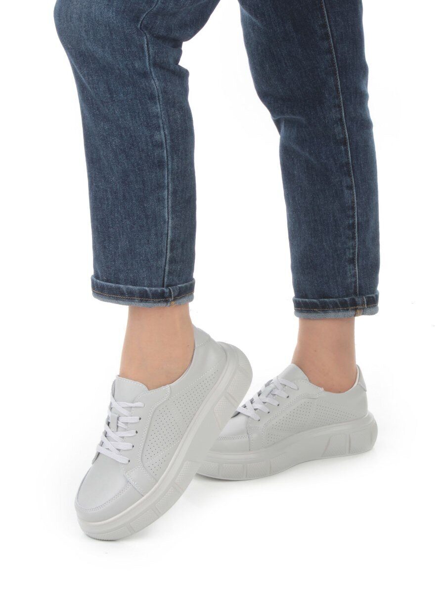 05-PDE35-3 GRAY Кроссовки женские (натуральная кожа)