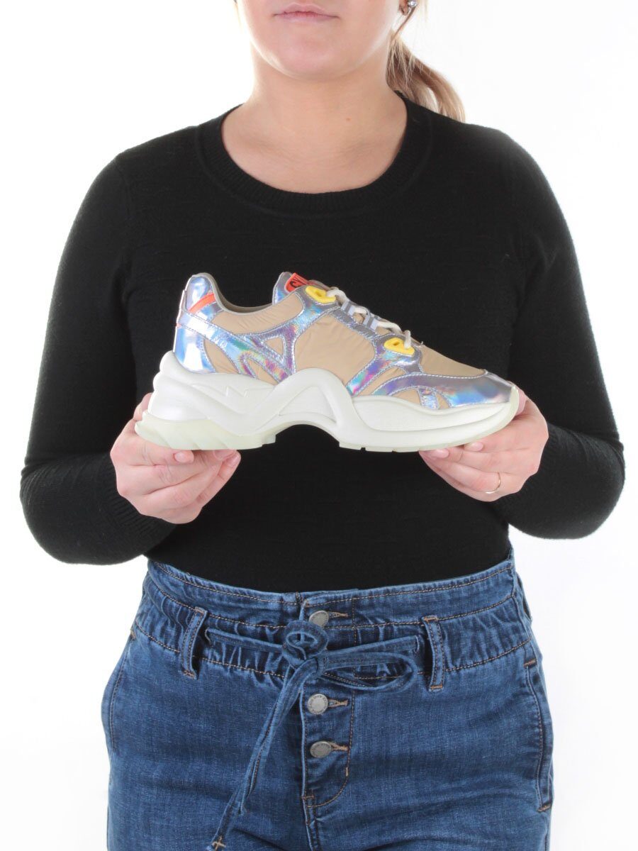 05-1917-2В BEIGE Кроссовки утепленные женские (натуральная кожа, болонь)