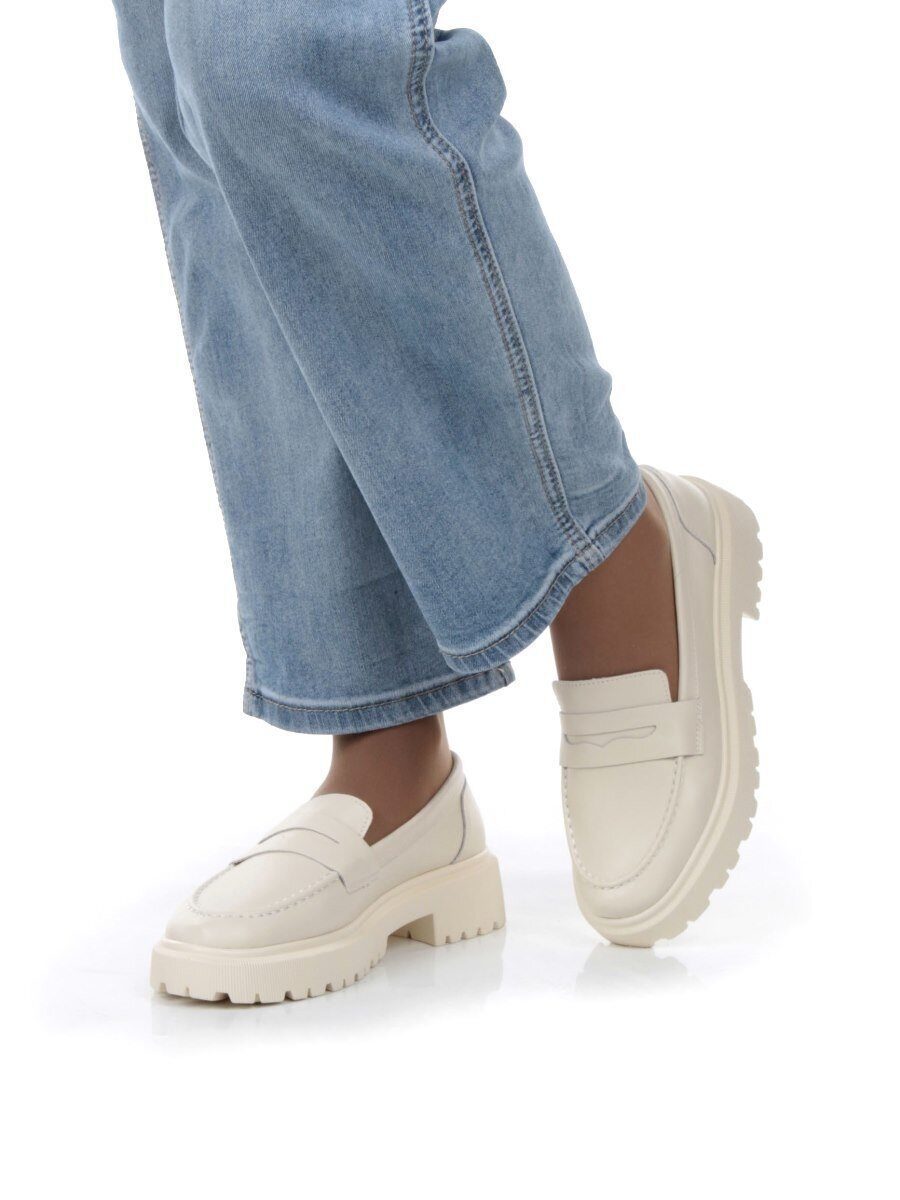 03-PDD178-2 LIGHT BEIGE Лоферы женские (натуральная кожа)