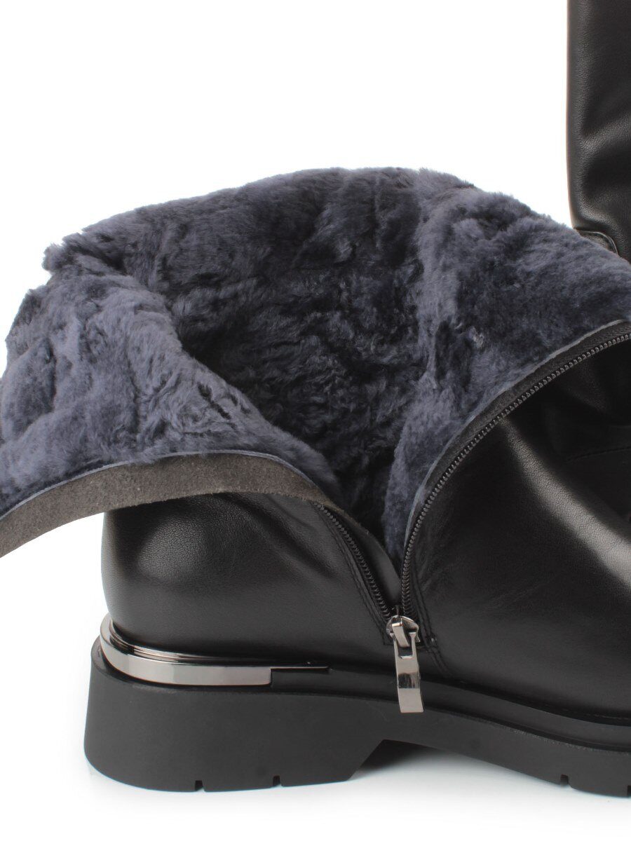 Z4228M BLACK Полусапоги зимние женские (натуральная кожа, натуральный мех)