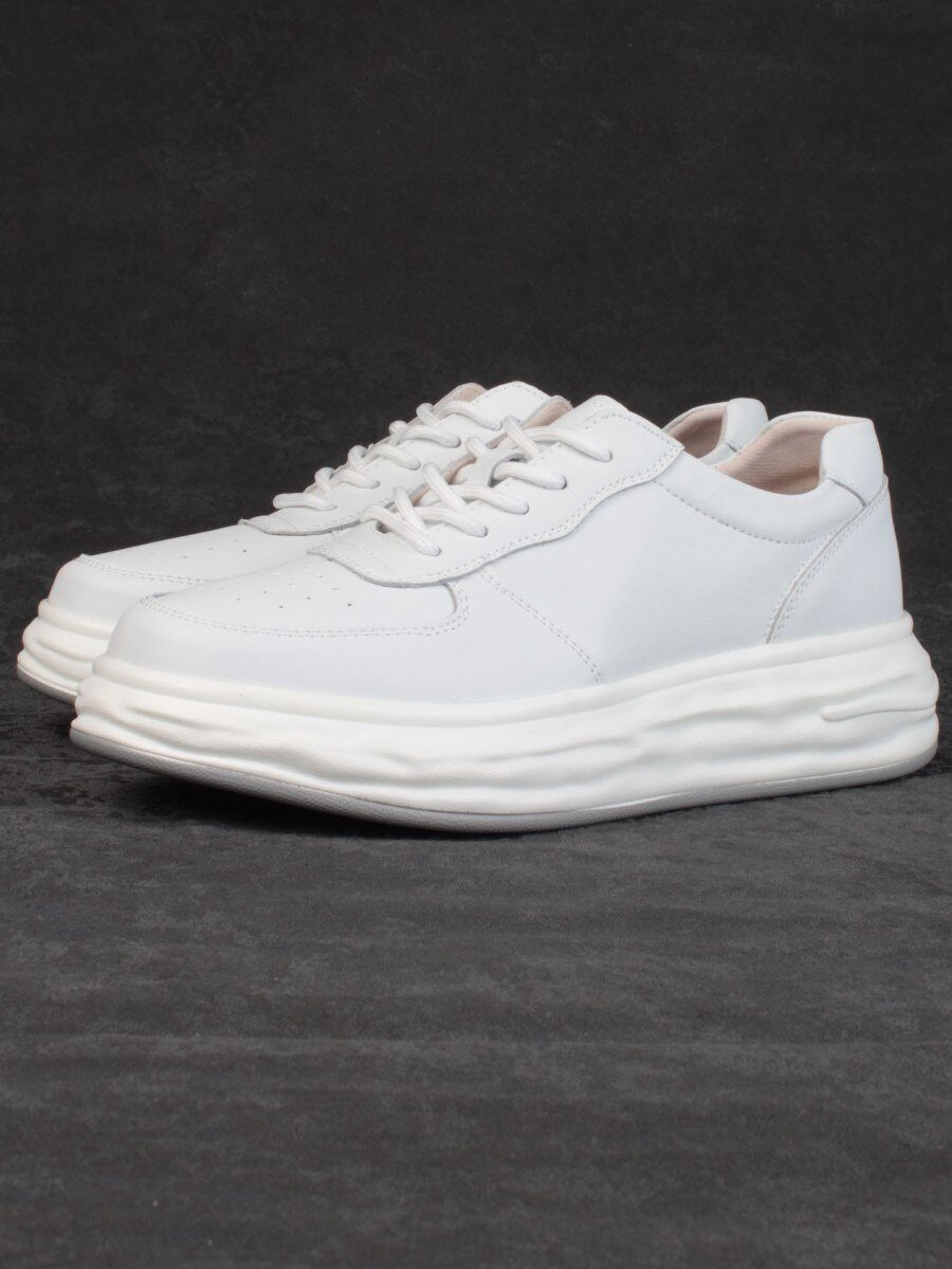 05-PDD181-1 WHITE Кроссовки женские (натуральная кожа)