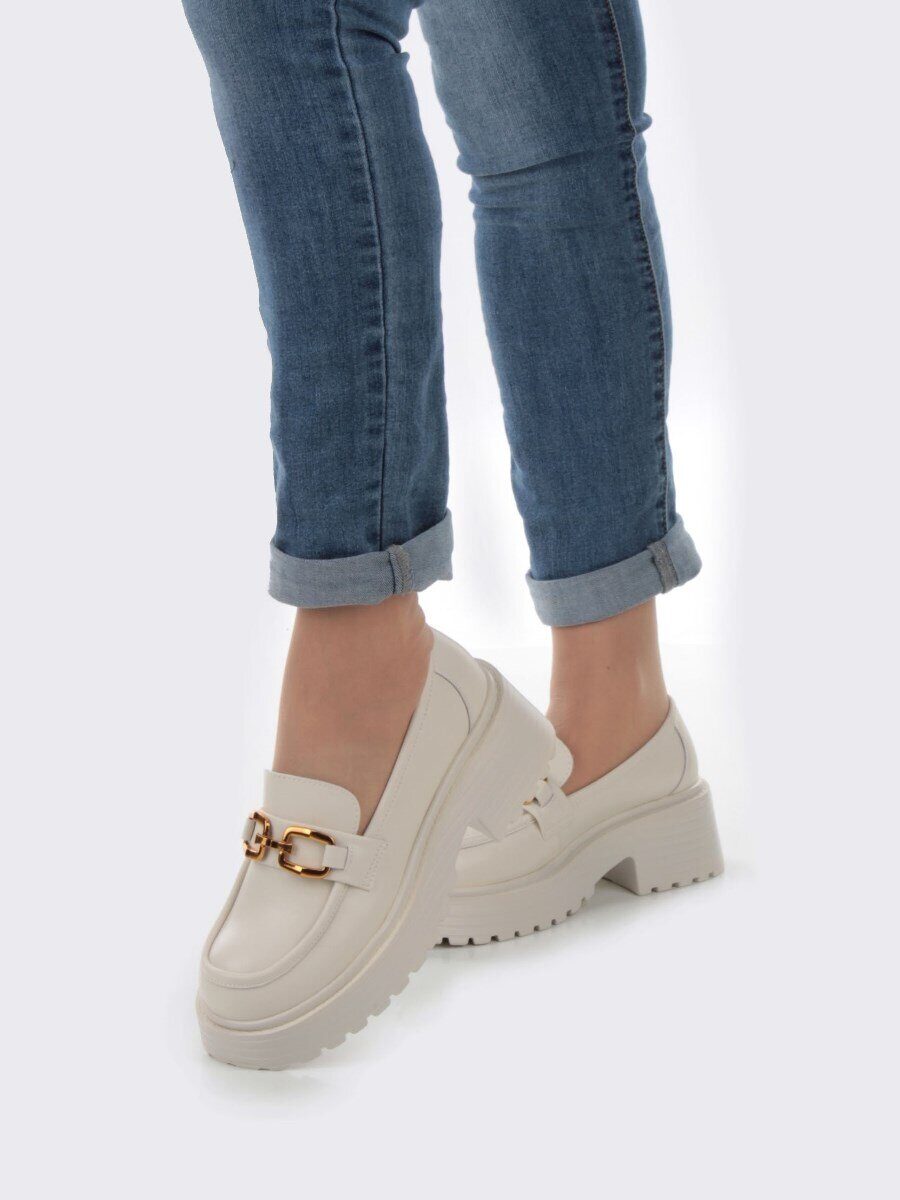 03-PDAG52-2 BEIGE Лоферы женские (натуральная кожа)