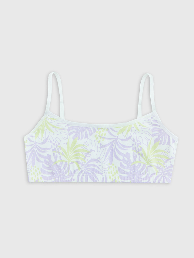 Топ для девочек белый с листьями