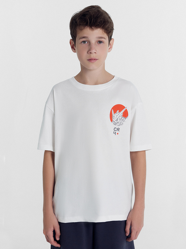 Футболка для мальчиков белая с печатью