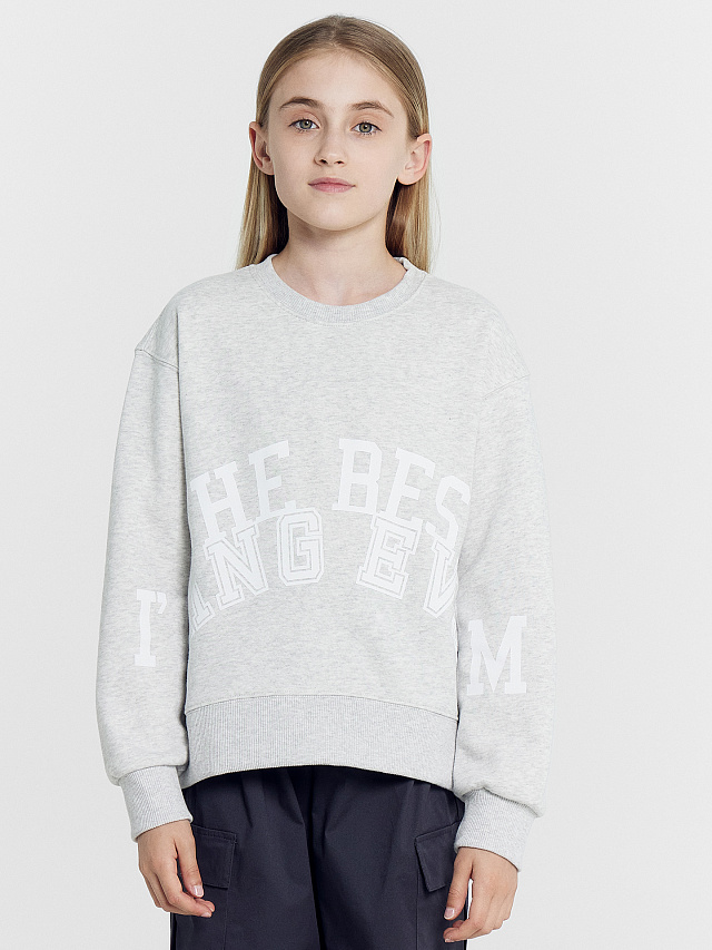 Свитшот для девочек в сером цвете с печатью