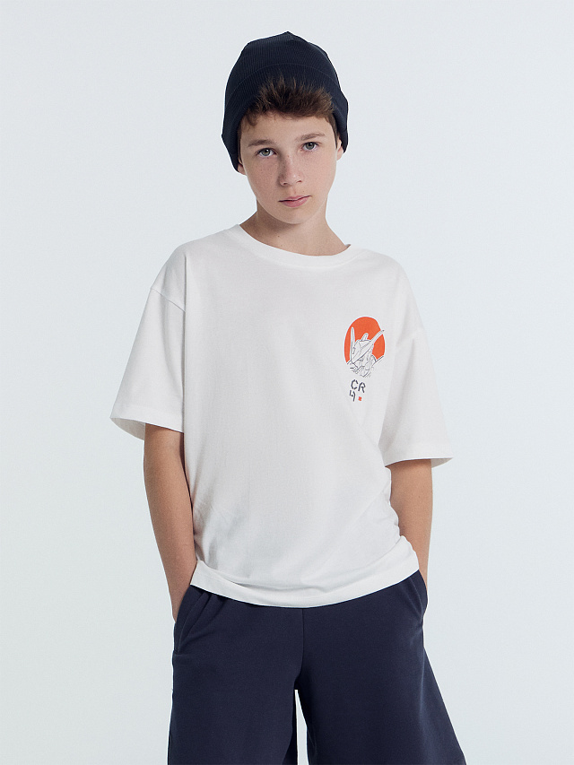 Футболка для мальчиков белая с печатью