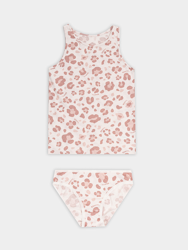 Комплект для девочек розовый с леопардовым принтом