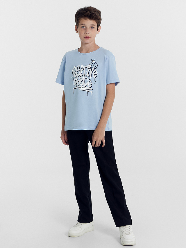 Футболка для мальчиков голубая с печатью