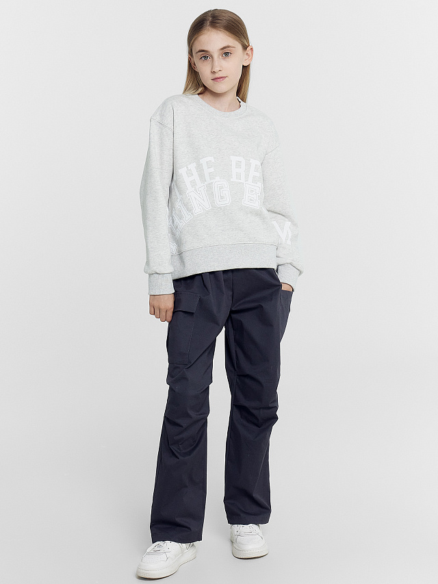 Свитшот для девочек в сером цвете с печатью