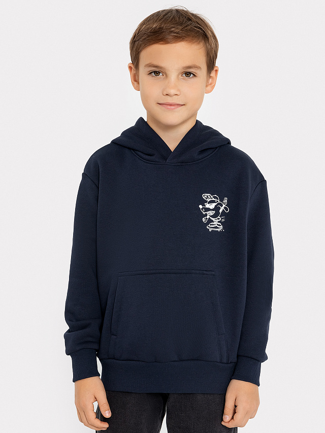 Худи для мальчиков темно-синее с печатью
