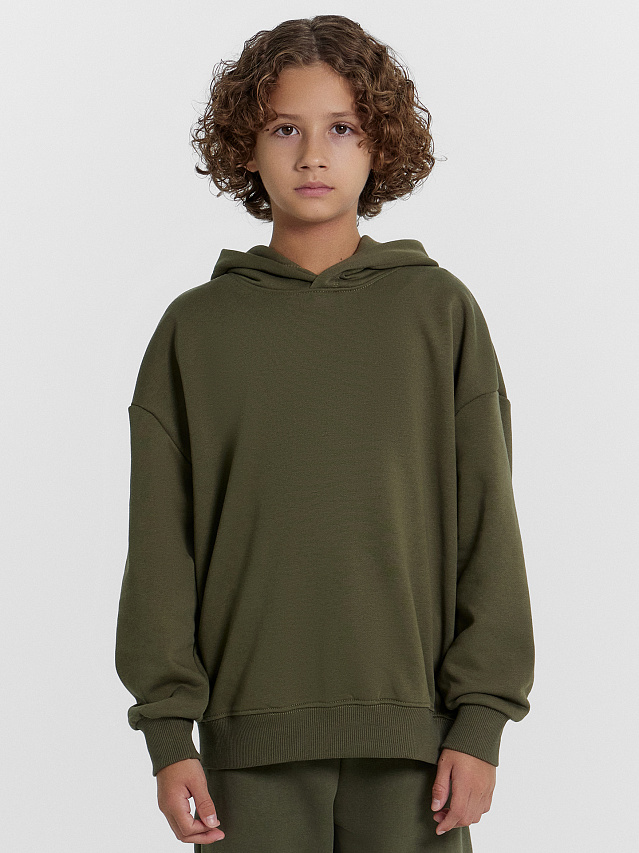 Худи для мальчиков в цвете серый хаки