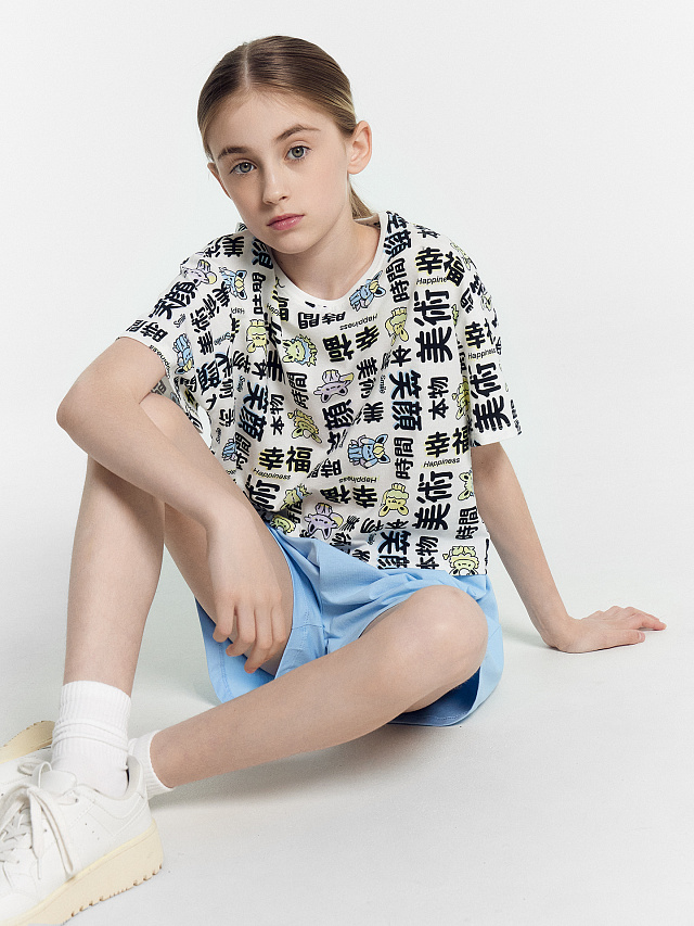 Футболка для девочек белая с принтом