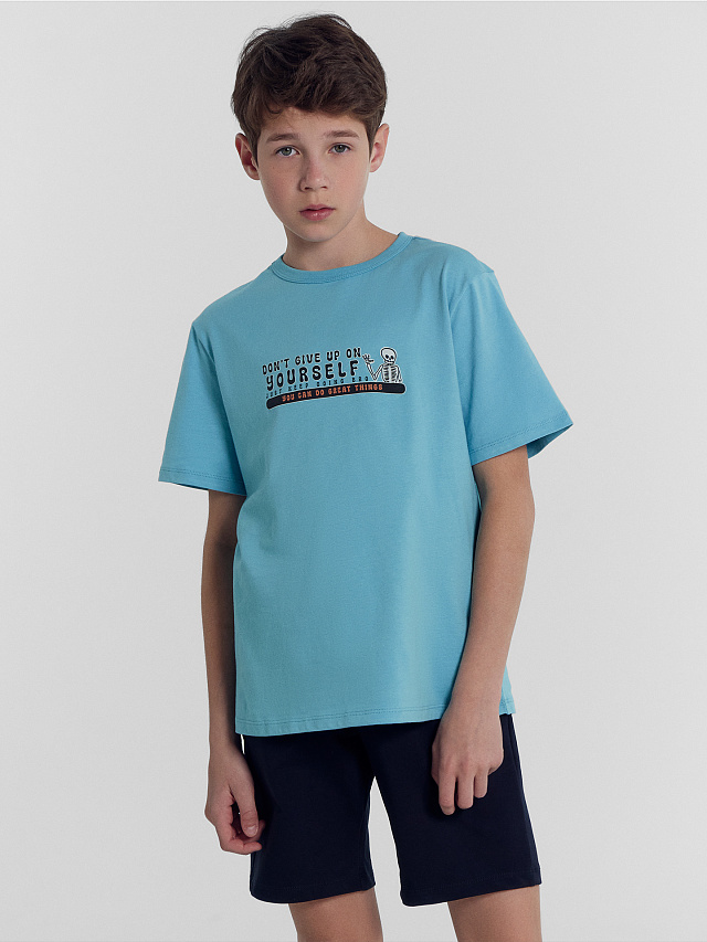 Футболка для мальчиков синяя с печатью