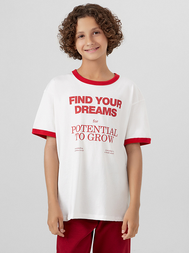 Футболка для мальчиков белая с надписью