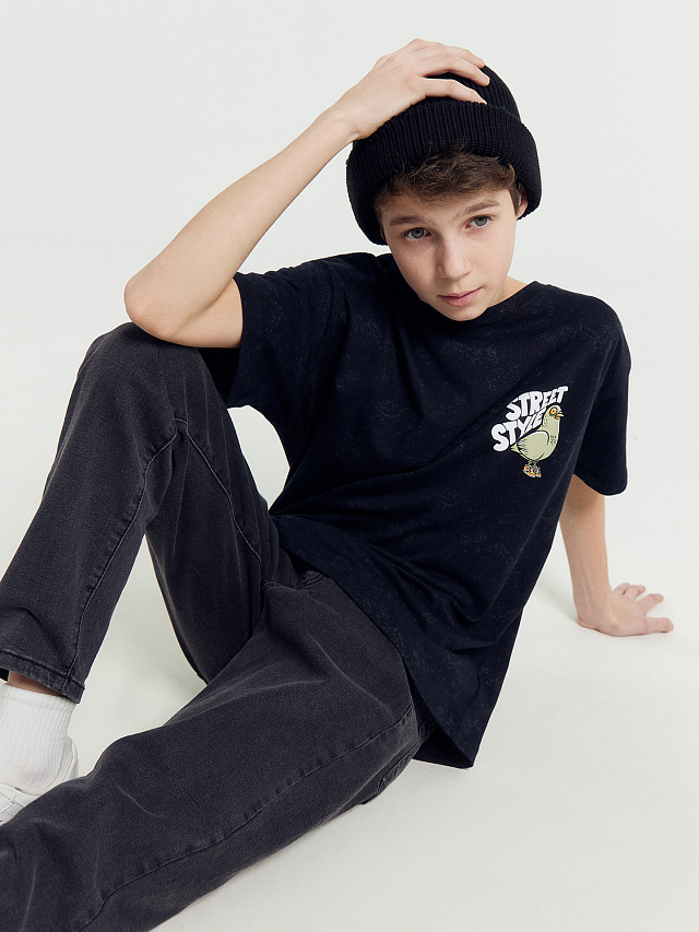 Футболка для мальчиков черная с рисунком