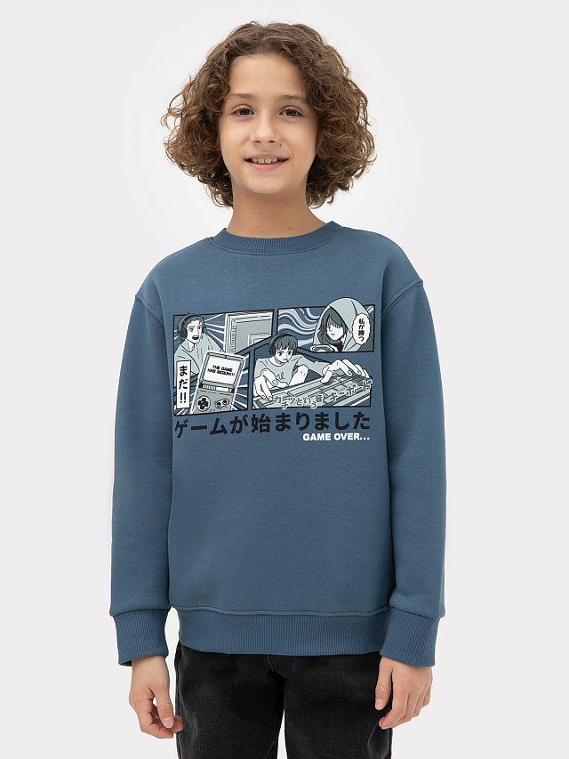 Джемпер для мальчиков синий с печатью