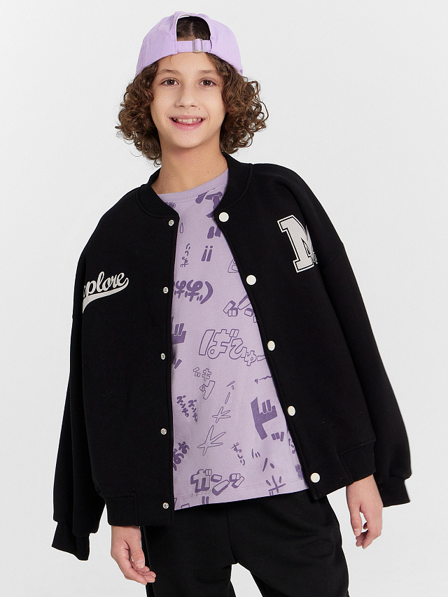 Футболка для мальчиков лавандовая с принтом